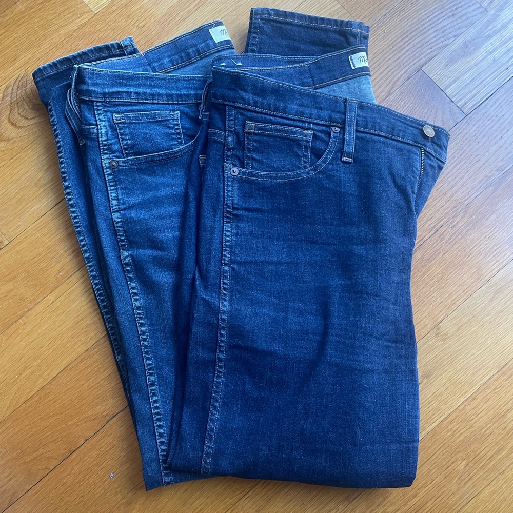 JEANS BUNDLE: TWO PAIRS Madewell Size 32, 10-inch High-Rise Skinny, dark denim.